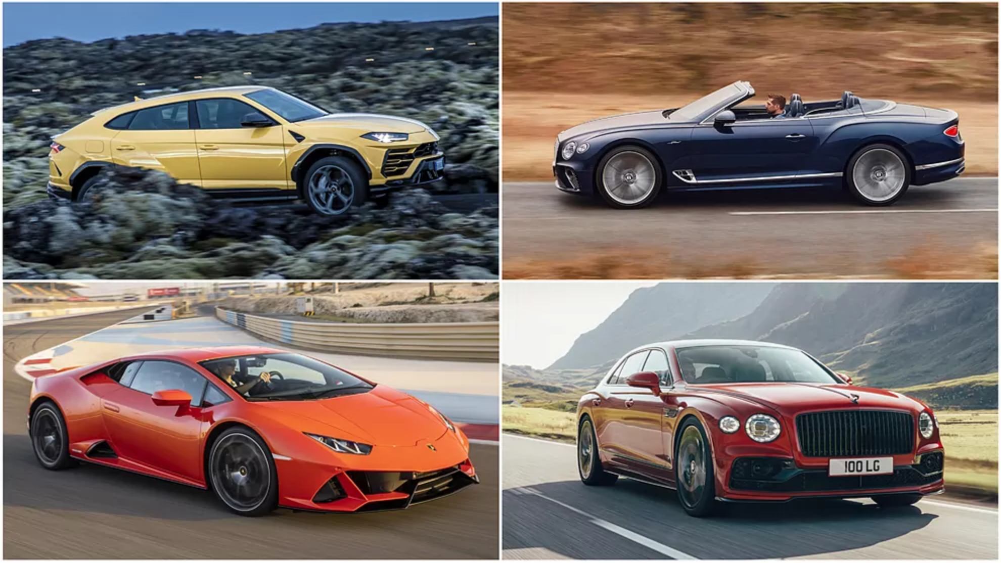 Lamborghini Urus, Bentley Continental GT, Lamborghini Huracan y Bentley Flying Spur.