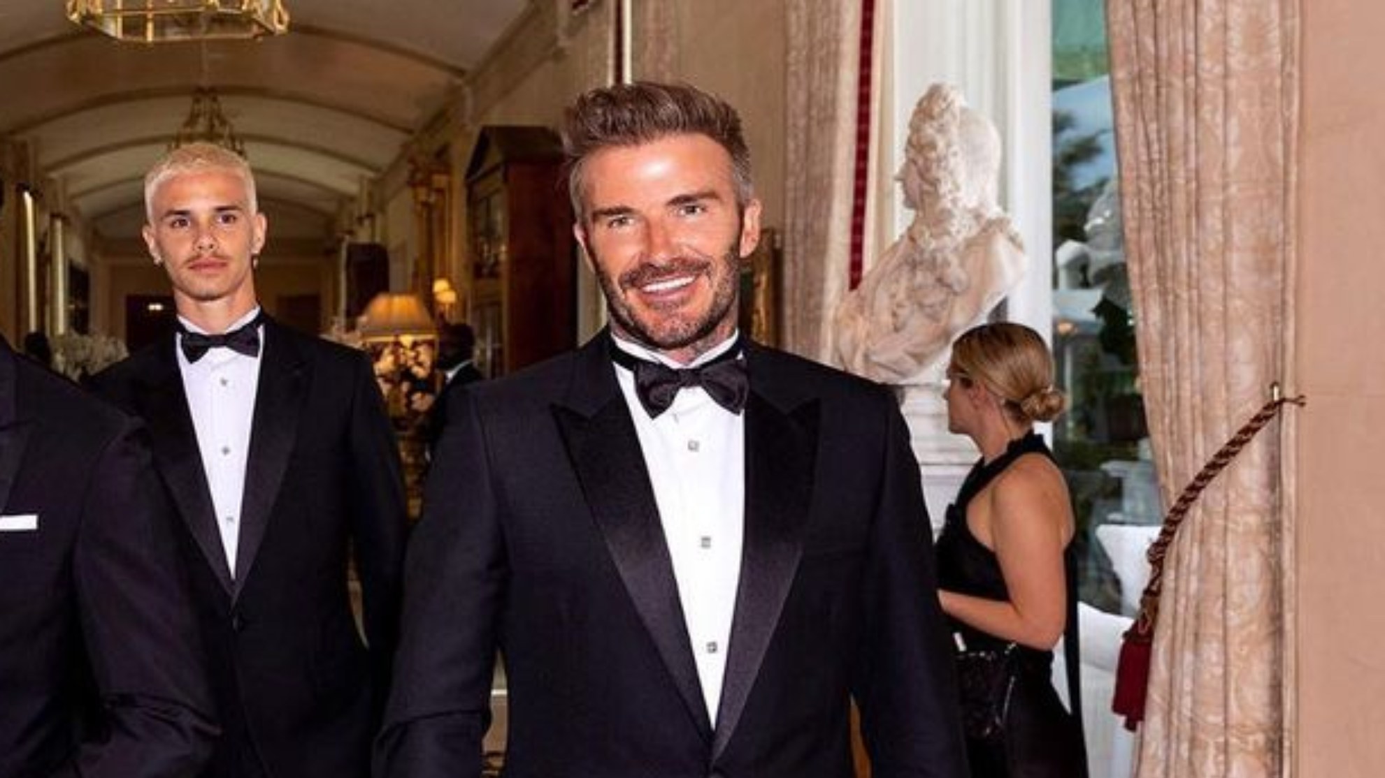 David Beckham en la boda de su hijo Brooklyn