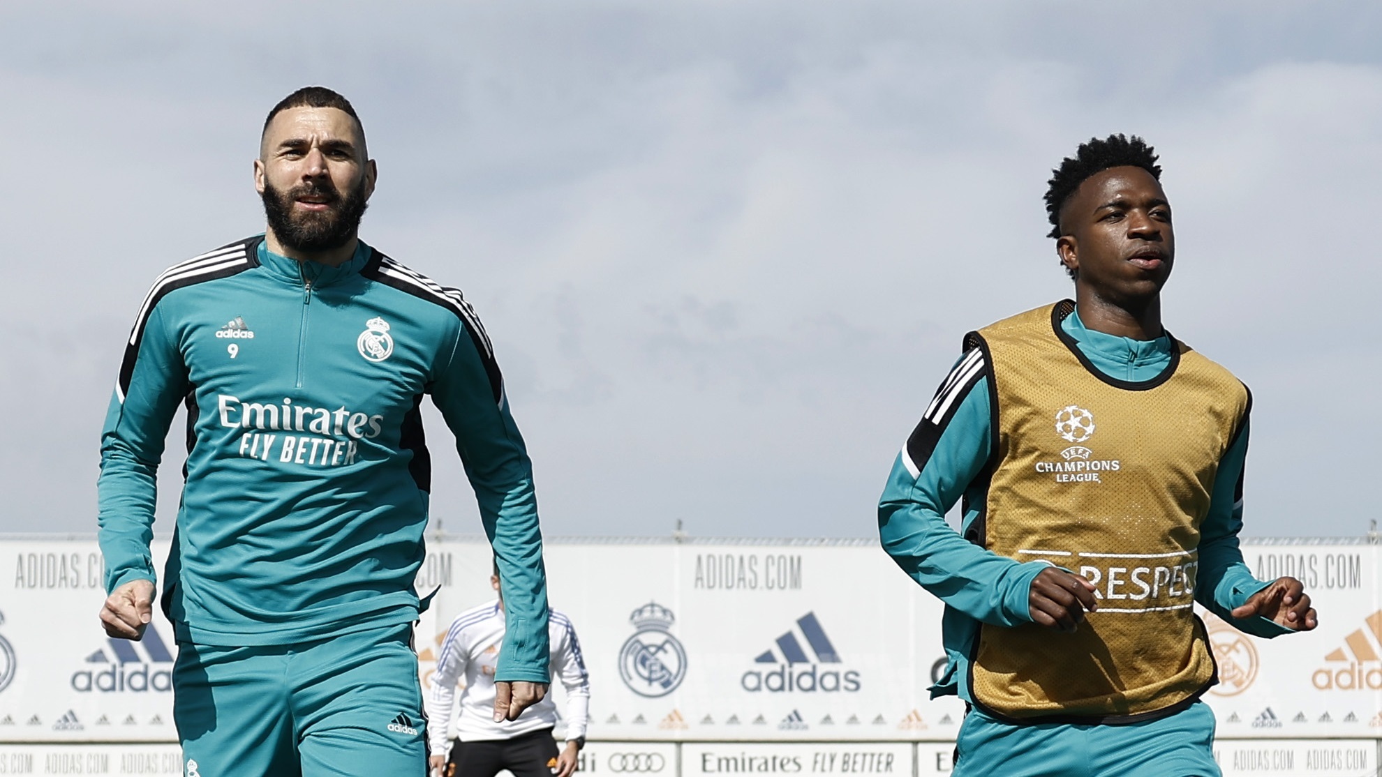 Benzema y Vinicius Jr., en una prctica del Real Madrid.