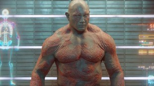 Dave Bautista durante la interpretación de Drax en Guardianes de la...