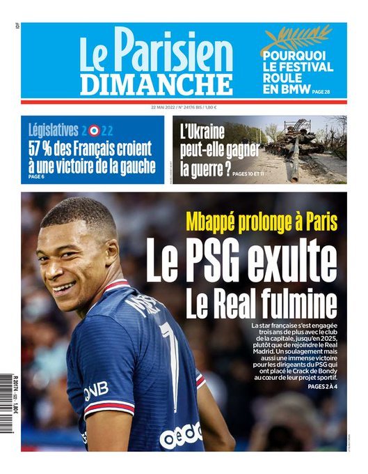 Portad de Le Parisien: "El PSG se regocija; el Real, fulminado"