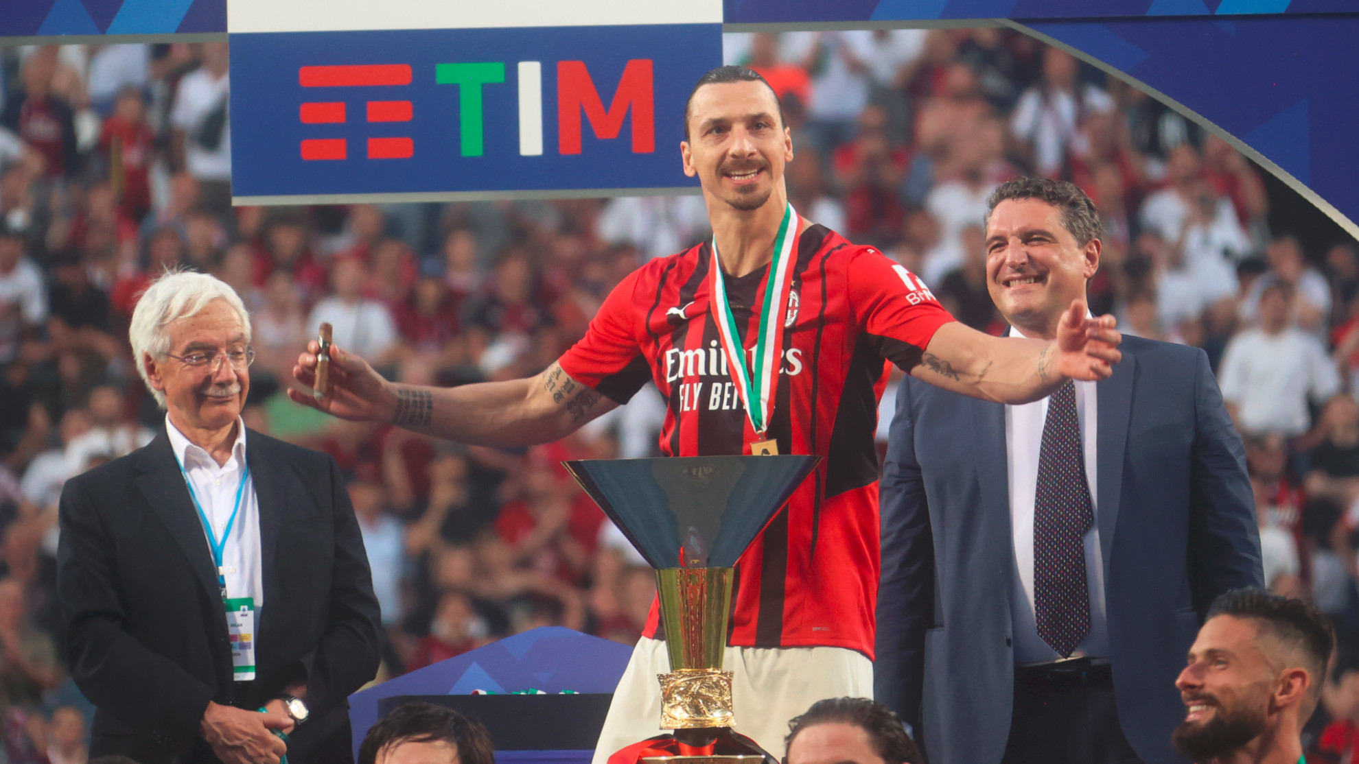 Zlatan celebra el ttulo con el Milan