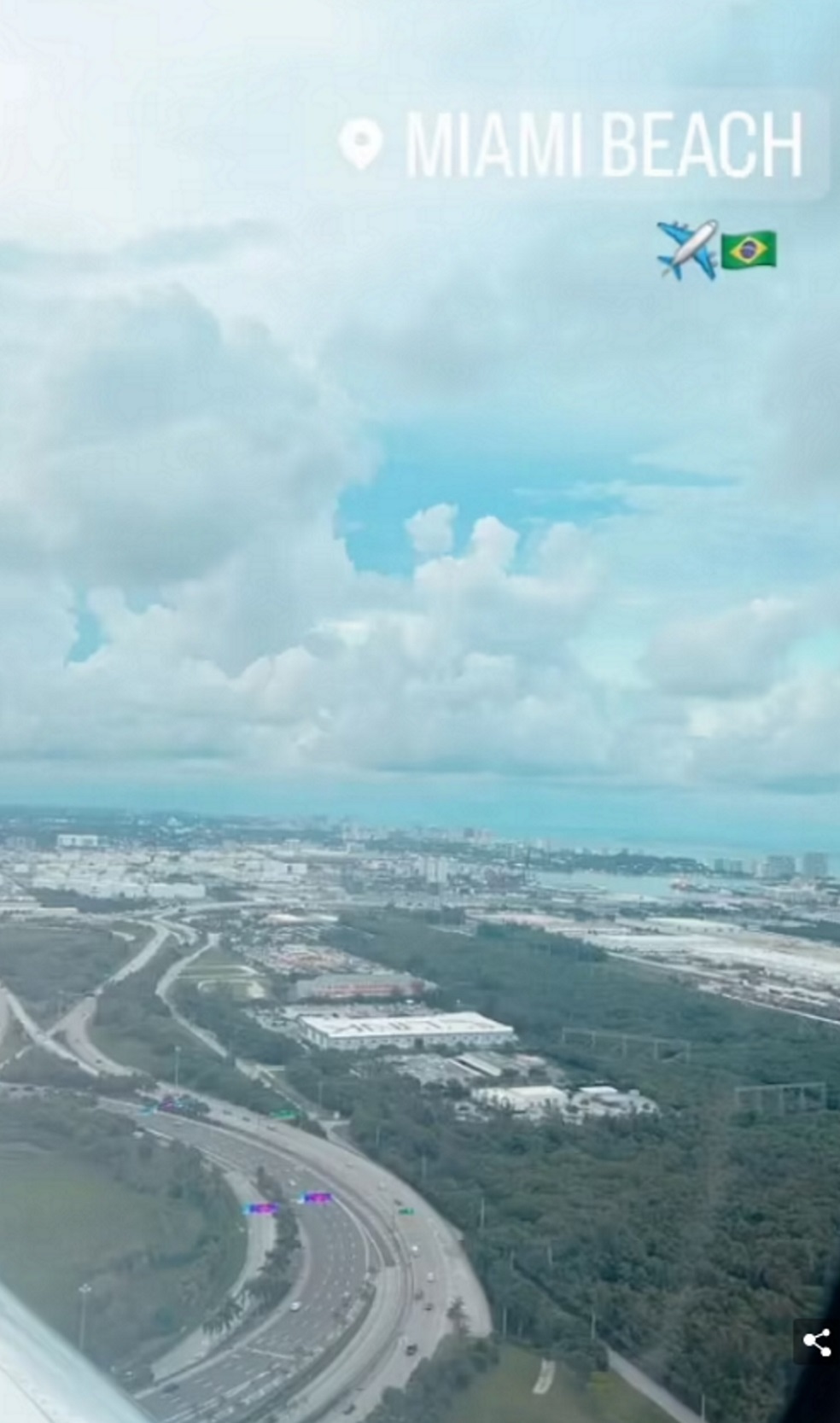 La foto de Miami desde le cielo que comparti Neymar en Instagram.
