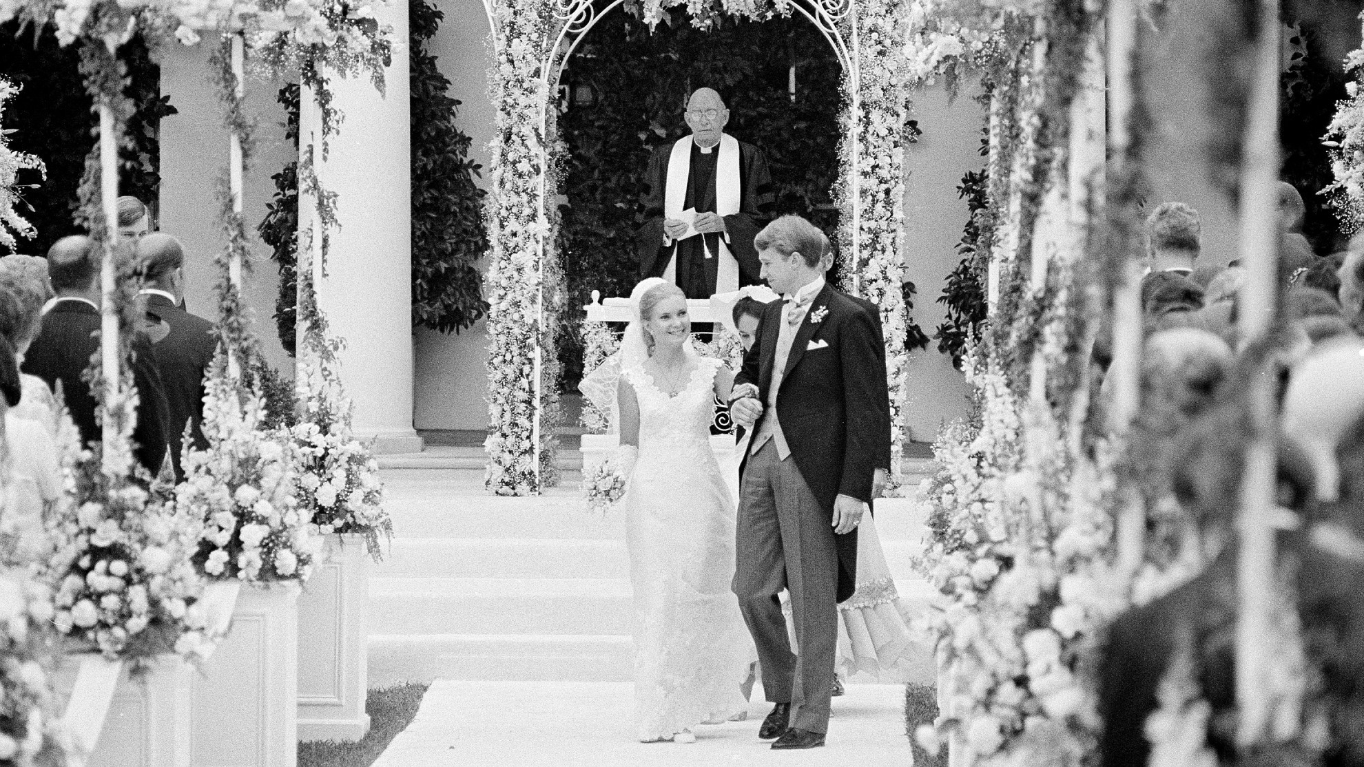 Tricia Nixon y Edward Finch, en su boda en la Casa Blanca en 1971.