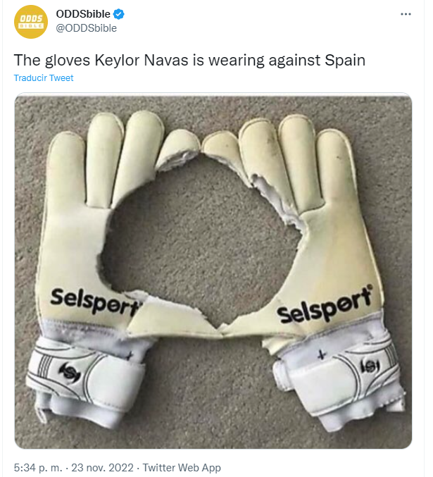 Los guantes de Keylor Navas ante Espaa