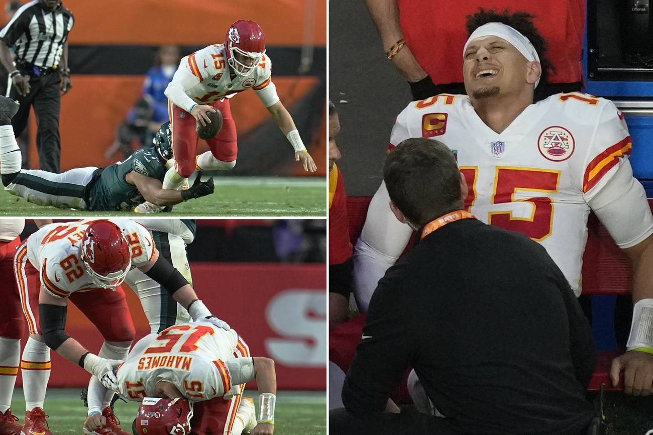 Mahomes y su tremendo dolor en el tobillo.