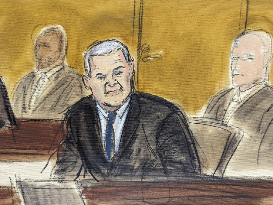 Dibujo de Garca Luna durante el juicio en Nueva York.