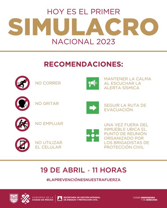 Sismo temblor simulacro alarmas Ciudad de México 19 abril 2023