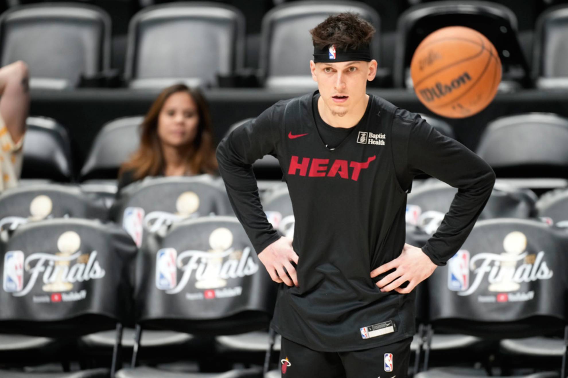 Tyler Herro, en un entrenamiento con Miami Heat