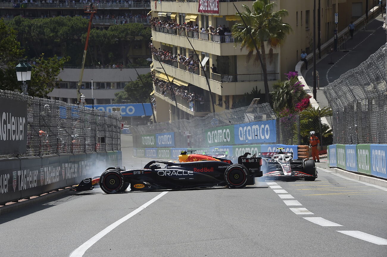 Fuerte choque de Checo Prez en el Gran Premio de Mnaco