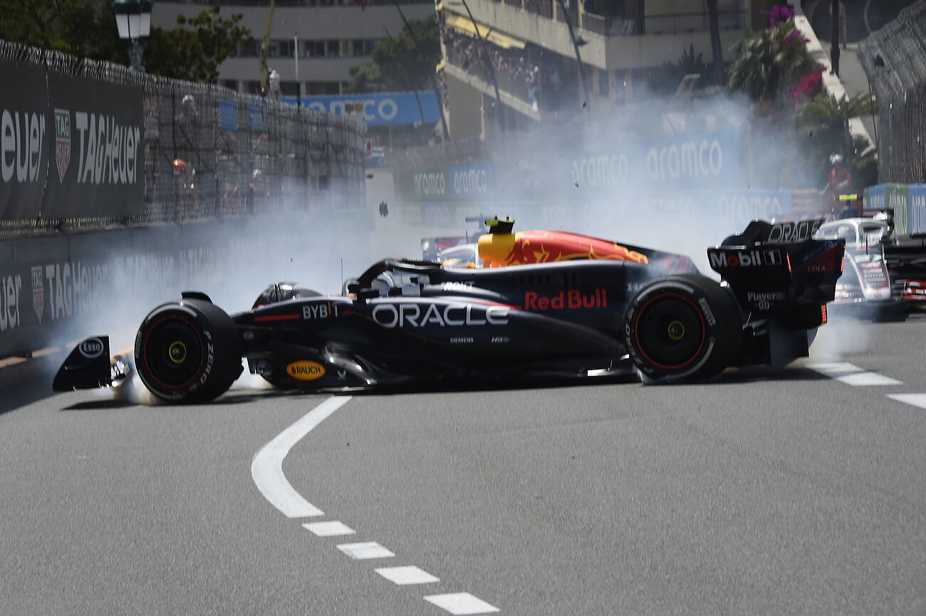 Fuerte choque de Checo Prez en el Gran Premio de Mnaco