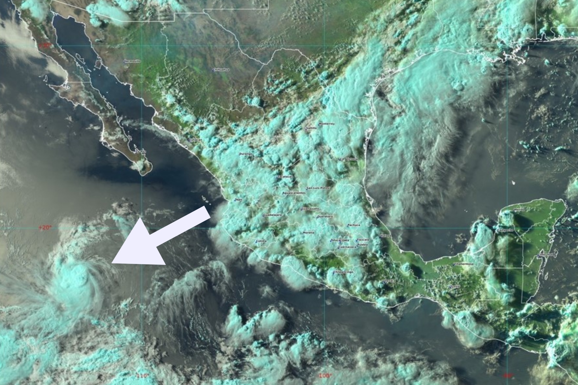 La tormenta tropical Bud, algo lejana de las costas de Mxico.
