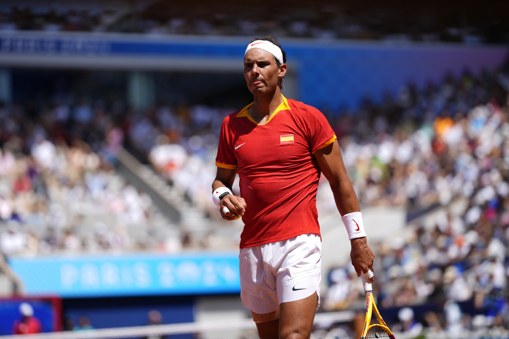 Nadal, durante un punto del partido ante Djokovic.