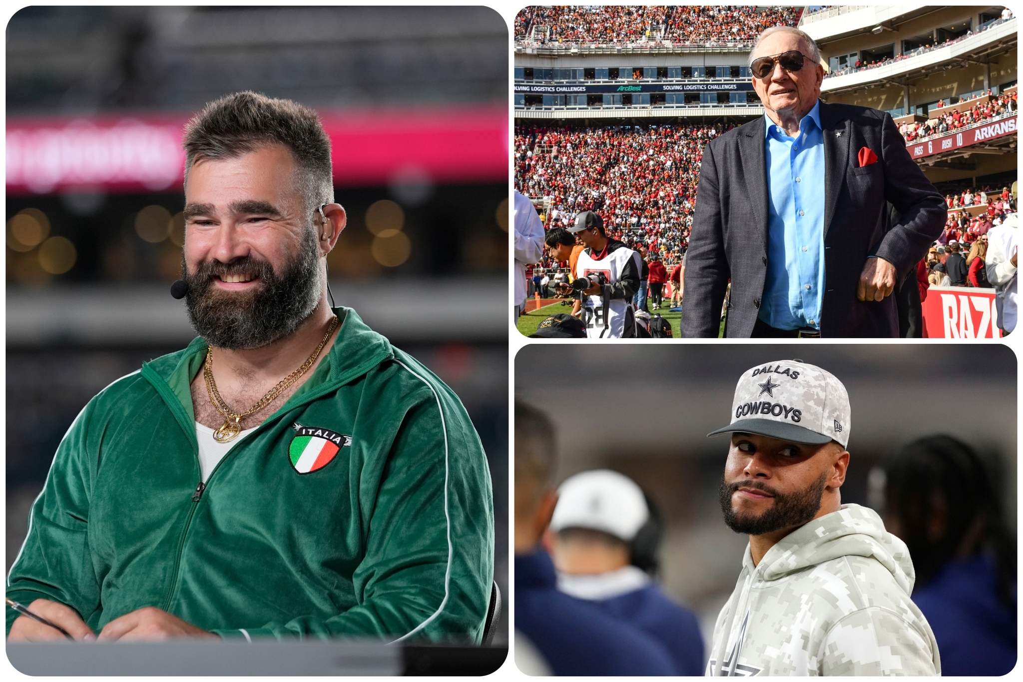 Jason Kelce confes que la culpa de la crisis de los Cowboys es de Jerry Jones.