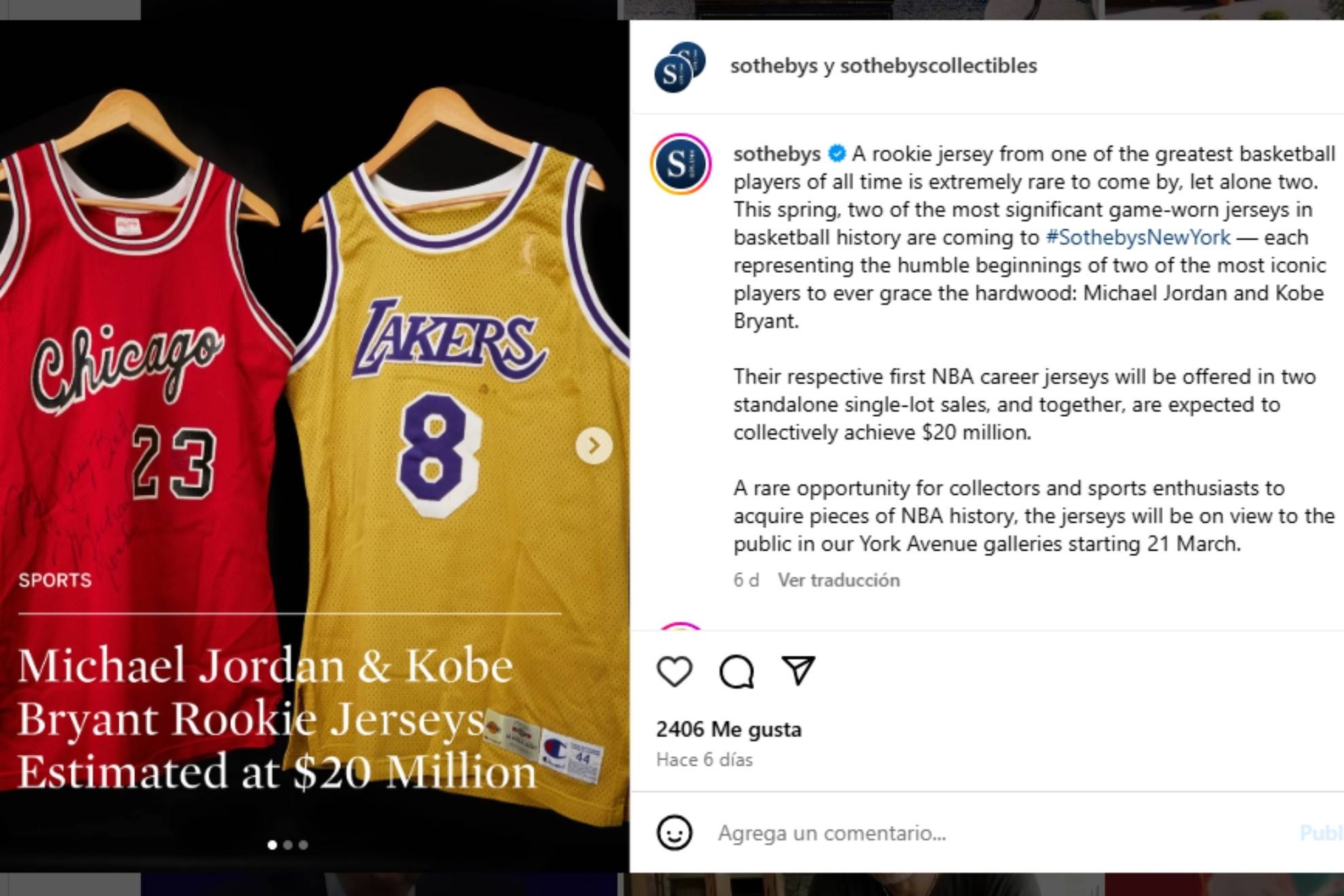 Kobe Bryant and Michael Jordan's Rookie of the Year jerseys to be auctioned in New York